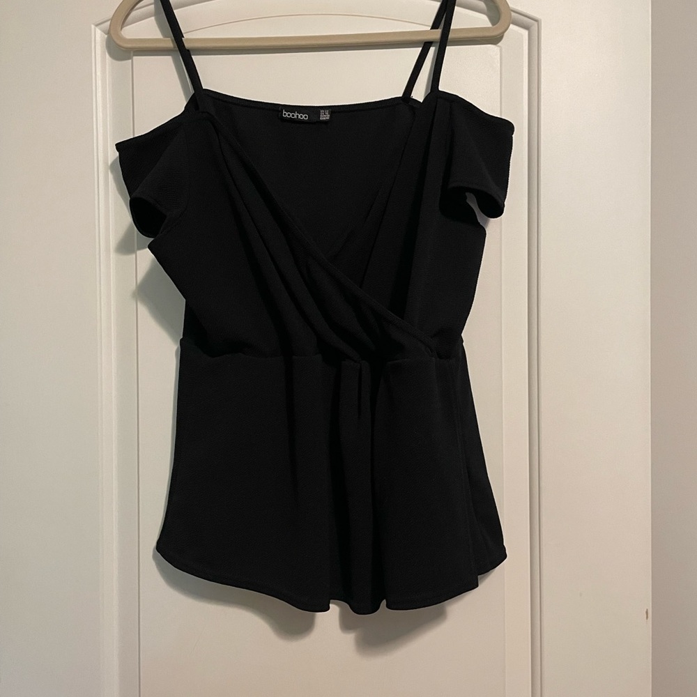 Boohoo black off shoulder top